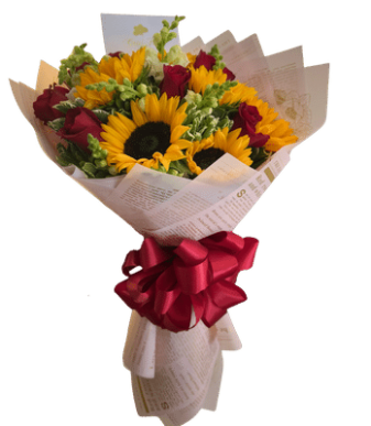 Ramo rosas y girasoles 048